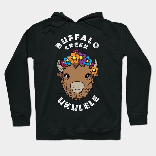 Buffalo Creek Ukulele_White Text Hoodie by Sara Howard